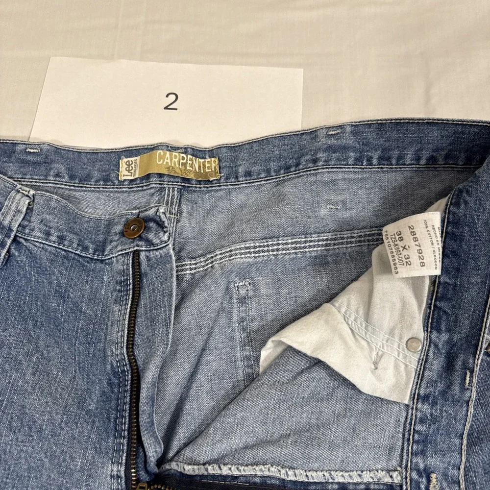 JEANS CARPENTER (2) Lee Mens  38 x 32‎ Blue Vintage 90s 100% Cotton Medium Wash